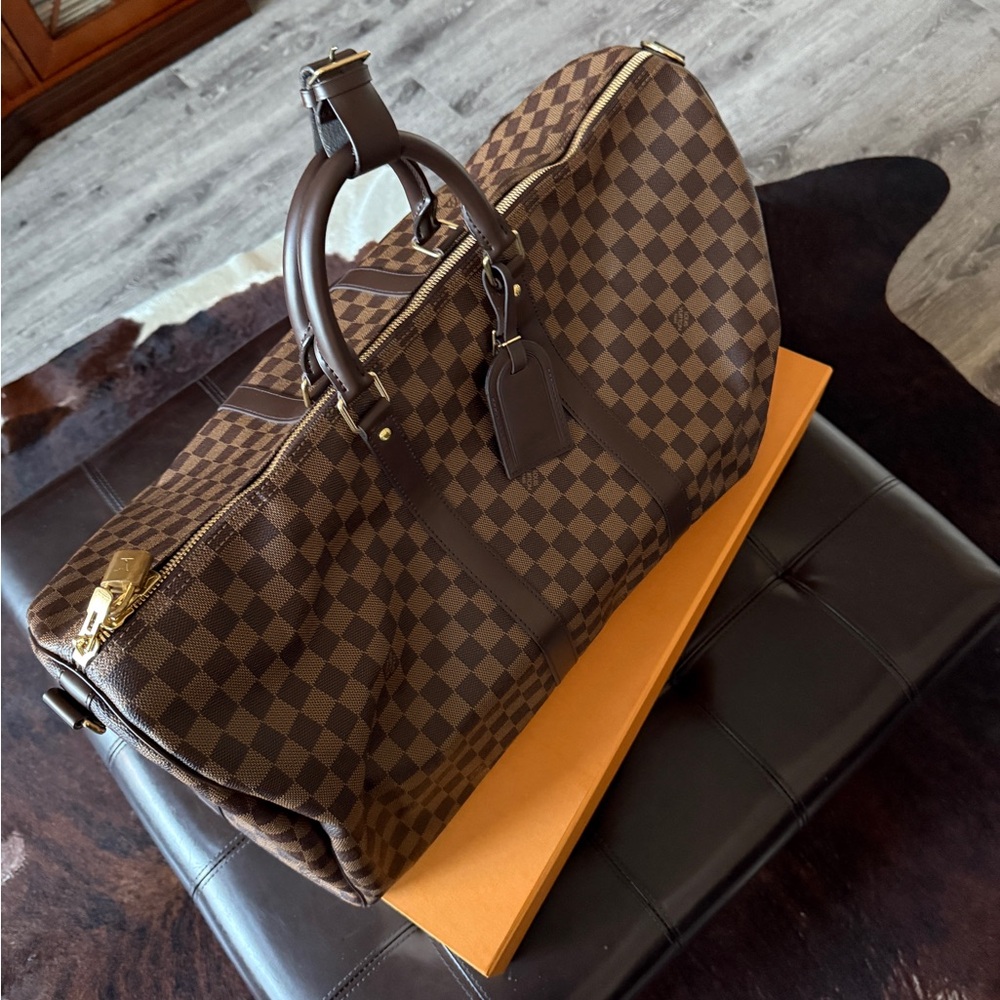 Louis Vuitton Brown Checkered Duffel Bag